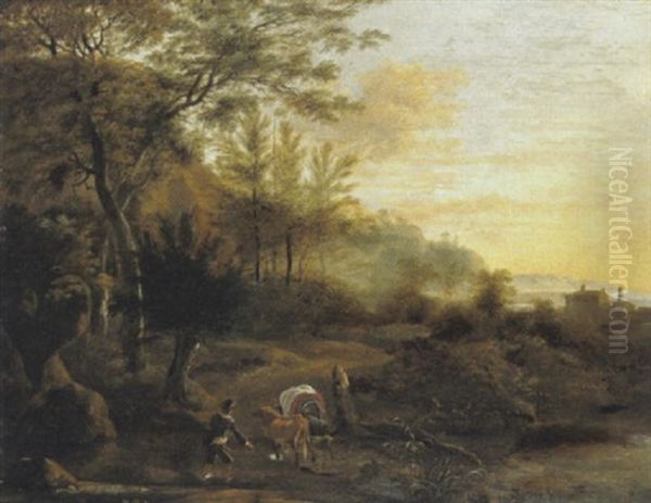 Waldlandschaft Mit Einer Hirtenszene Oil Painting by Frederick De Moucheron