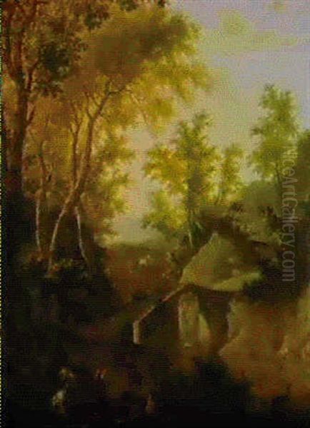 Paesaggio Boscoso Con Figure Oil Painting by Frederick De Moucheron