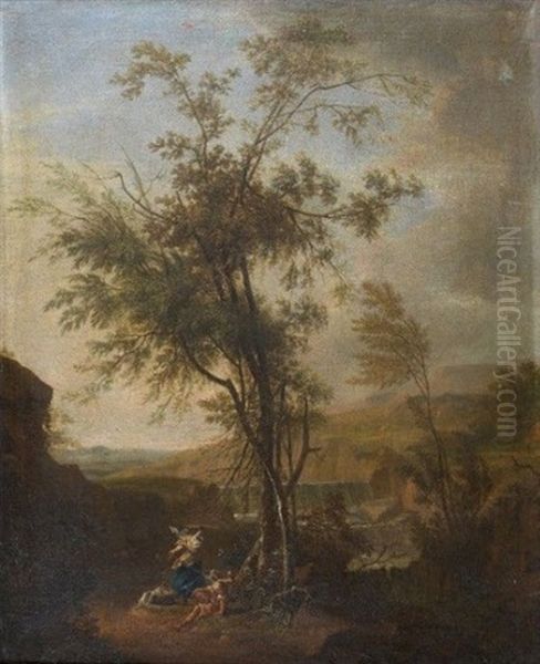 La Halte Pres Des Grands Arbres Oil Painting by Isaac de Moucheron