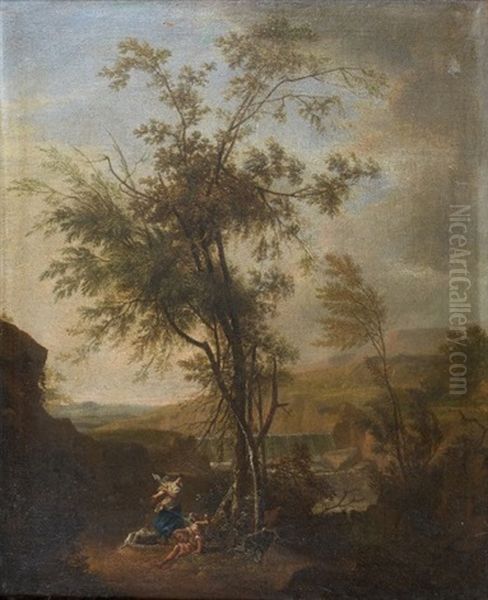 La Halte Pres Des Grands Arbres Oil Painting by Isaac de Moucheron