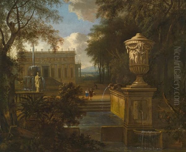 Eine Parklandschaft Mit Architekturen Und Figurenstaffage Oil Painting by Isaac de Moucheron