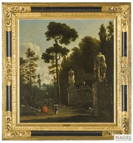 Parkallee Mit Eleganten Spaziergangern An Einer Brunnenanlage Oil Painting by Isaac de Moucheron