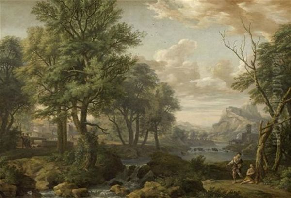 Mediterrane Flusslandschaft Mit Figuren Oil Painting by Isaac de Moucheron