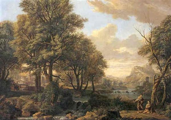 Paysage Fluvial De La Campagne Italienne Anime De Bergers Oil Painting by Isaac de Moucheron