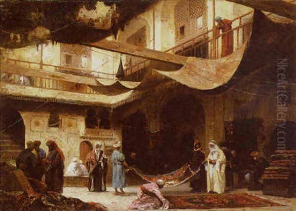 The Rug Merchants Oil Painting by Ludovic (Louis Hippolyte) Mouchot