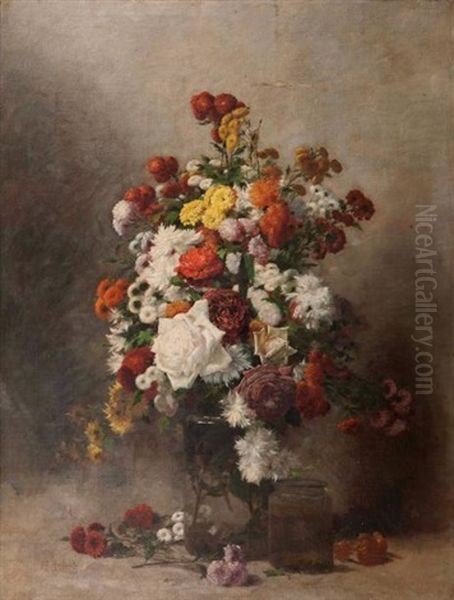 Bouquet De Fleurs Oil Painting by Antoine Edouard Joseph Moulinet