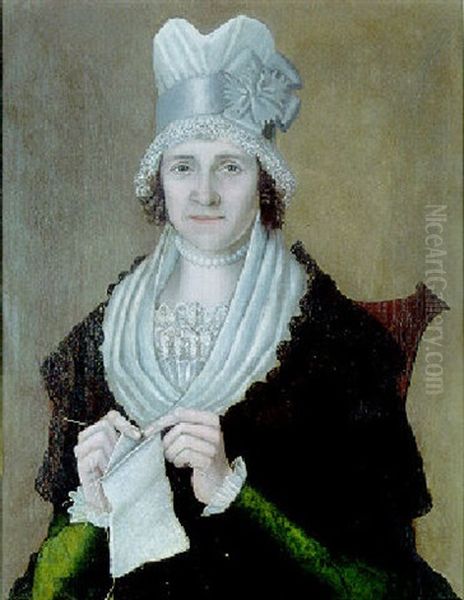 Portrait Of Eunecia Street Stebbins, East Haven, Connecticut Oil Painting by Reuben Moulthrop