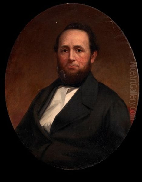 Portrait Of A Bearded Gentleman, In A Black Jacket Oil Painting by Shepard Alonzo Mount