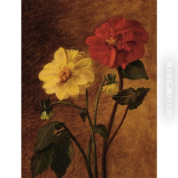 Dahlias Oil Painting by William Sidney Mount