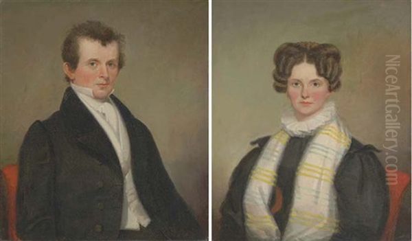 Portrait Of Miami Shepard Floyd (+ Portrait Of Jessie Woodhull Floyd; Pair) Oil Painting by William Sidney Mount