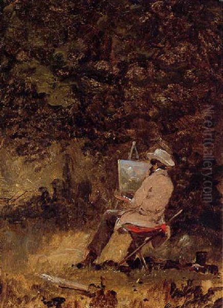 Self Portrait (the Artist Sketching) Oil Painting by William Sidney Mount