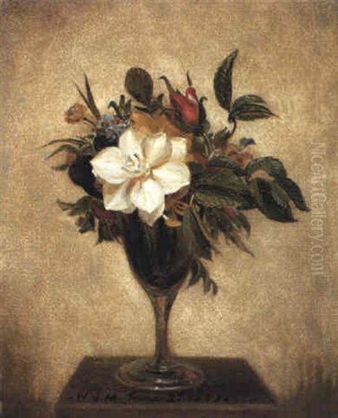 Camellias And Summer Flowers Oil Painting by William Sidney Mount