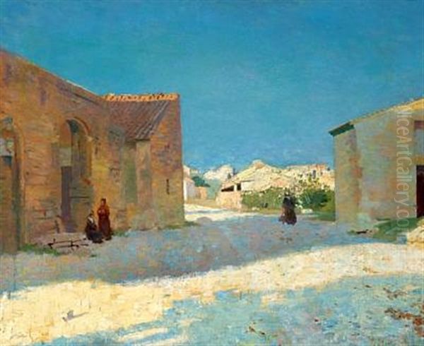 Street Scene, Arles Oil Painting by Christian Vilhelm Mourier-Petersen