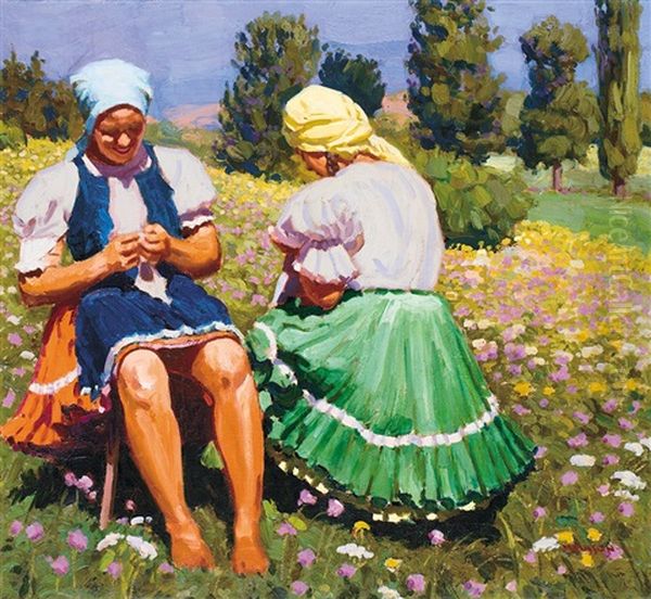 On The Meadow Oil Painting by Tivadar Jozef Mousson