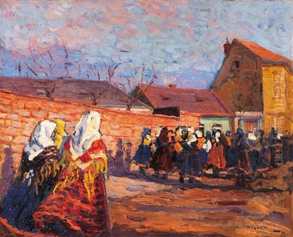 Village Feast Oil Painting by Tivadar Jozef Mousson