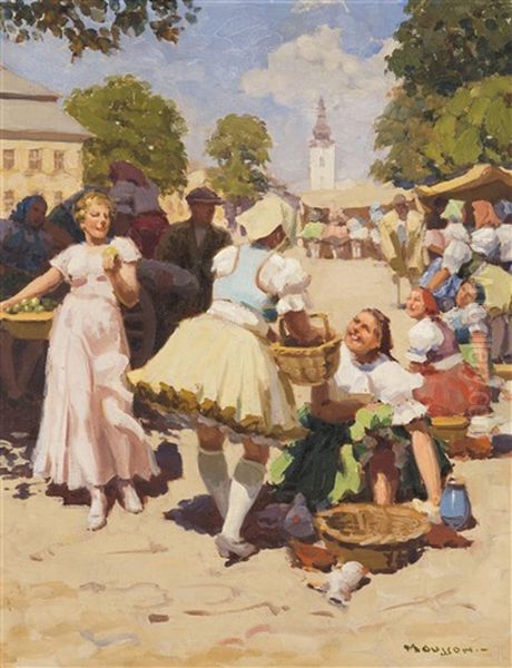 At The Market Oil Painting by Tivadar Jozef Mousson