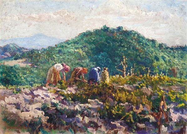 On The Field Oil Painting by Tivadar Jozef Mousson