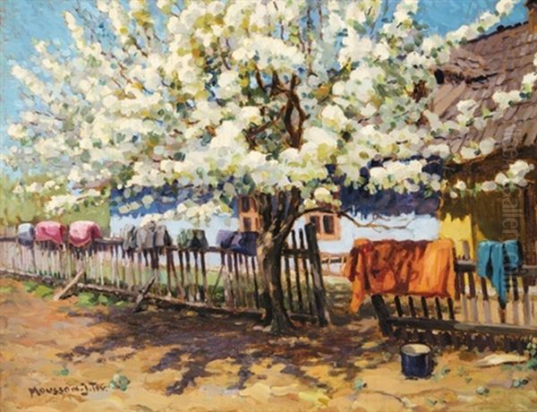 Cherry Blossom Oil Painting by Tivadar Jozef Mousson