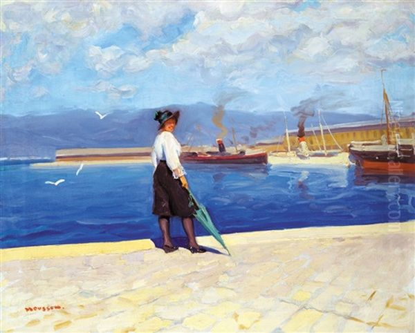 In The Harbor Oil Painting by Tivadar Jozef Mousson