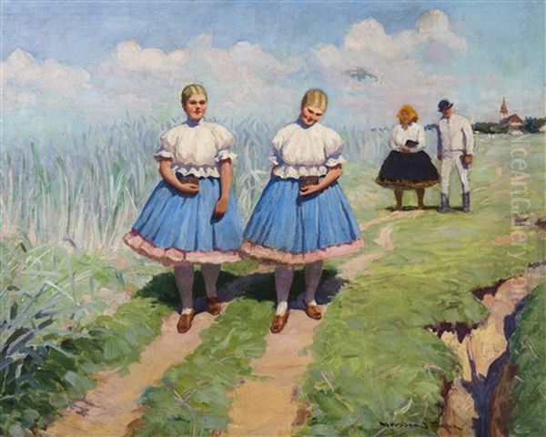 Walking From Church Oil Painting by Tivadar Jozef Mousson