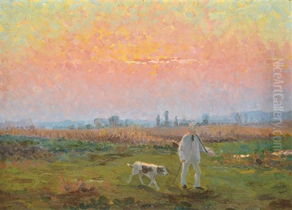 Walk At Twilight Oil Painting by Tivadar Jozef Mousson