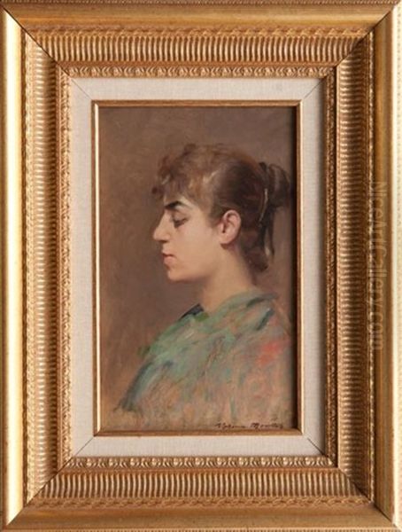 Portrait De Dame Oil Painting by Jean Joseph Marie Alphonse Moutte