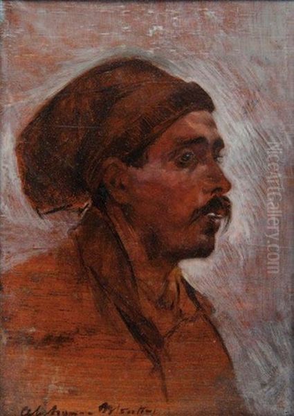 Portrait D'un Pecheur Marseillais Oil Painting by Jean Joseph Marie Alphonse Moutte