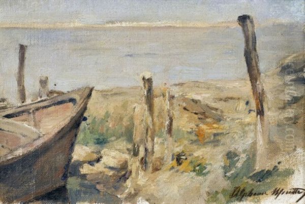 Sudfranzosische Strandpartie Mit Boot by Jean Joseph Marie Alphonse Moutte