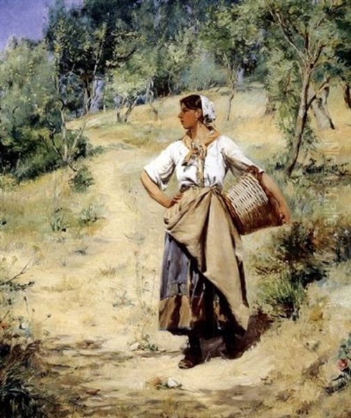 The Laundress Oil Painting by Jean Joseph Marie Alphonse Moutte