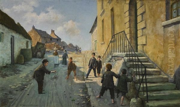 Ball In The Cap Oil Painting by Richard Thomas Moynan