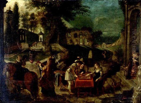 Galante Gesellschaft In Einem Schlospark Der Renaissance Oil Painting by Anton Mozart