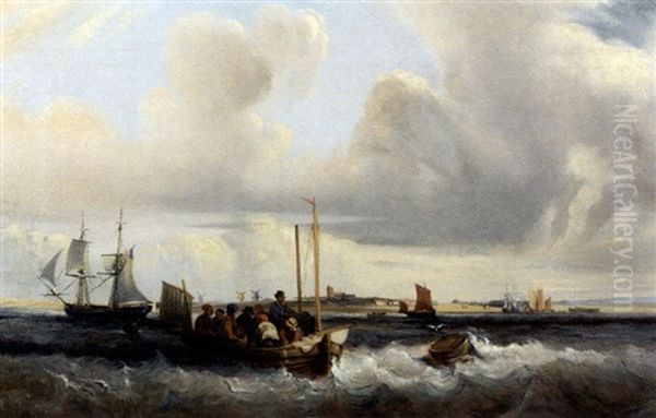 Baie De Somme Et Vue Du Crotoy Oil Painting by Charles Louis Mozin