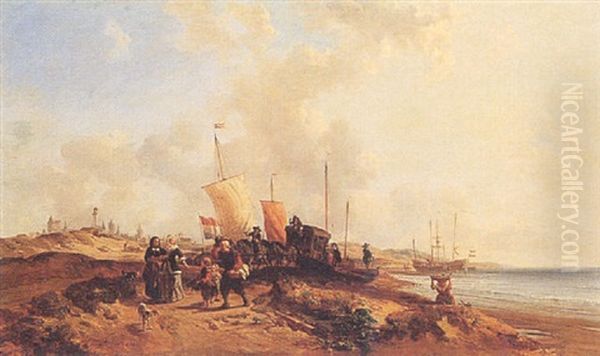 Die Kutschenfahrt Oil Painting by Charles Louis Mozin