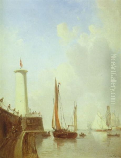 Le Calme, Rade Du Havre Oil Painting by Charles Louis Mozin