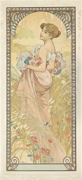 L'ete / Summer Oil Painting by Alphonse Mucha