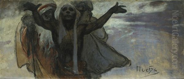 Esquisse Pour L'epopee Slave (sketch) Oil Painting by Alphonse Mucha