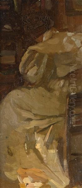 Sitzende Frau Oil Painting by Alphonse Mucha