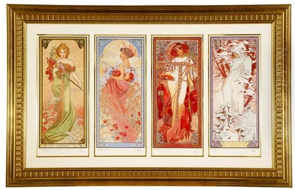 Four Seasons Oil Painting by Alphonse Mucha