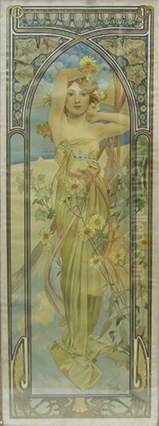 Eclat Du Jour Oil Painting by Alphonse Mucha