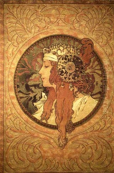 Tete Byzantine Blonde Oil Painting by Alphonse Mucha