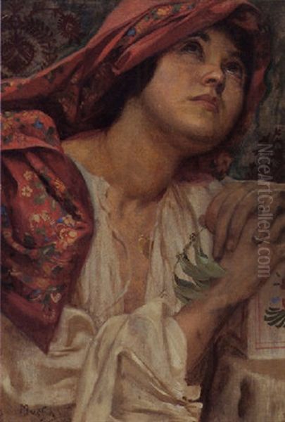 Portrait Of A Woman Oil Painting by Alphonse Mucha