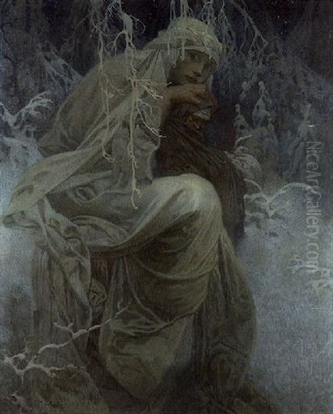 A Winter Tale Oil Painting by Alphonse Mucha