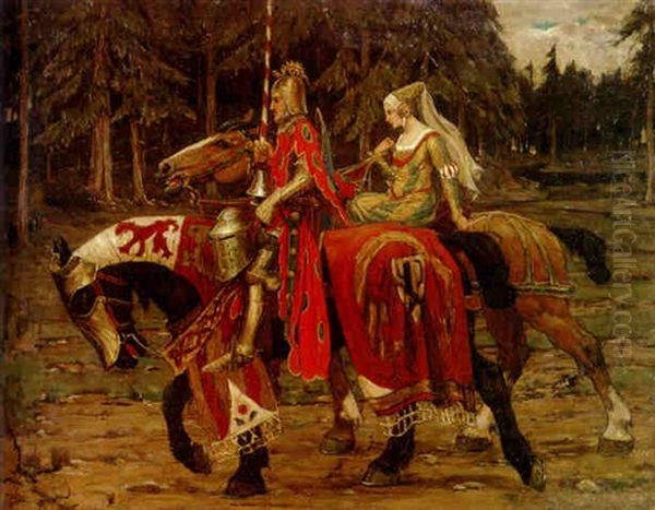 Heraldic Chivalry Oil Painting by Alphonse Mucha