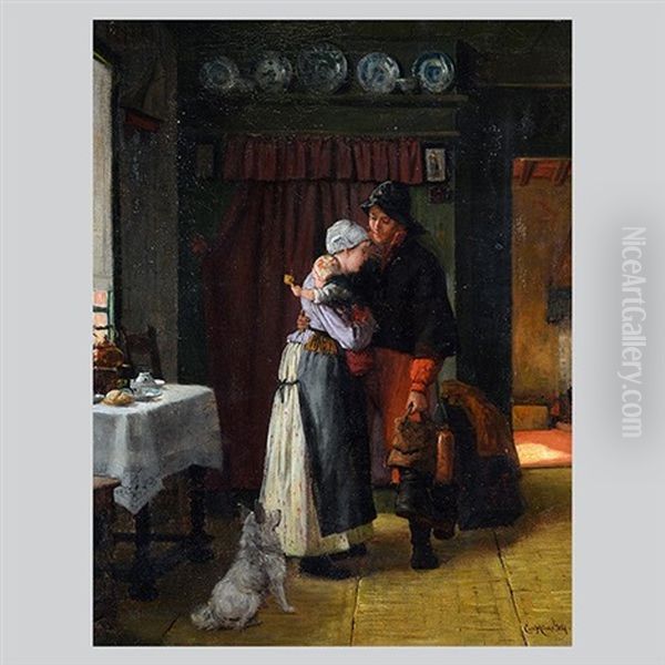 Family In A House Oil Painting by Karl Emil Muecke