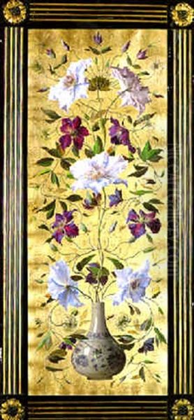 Clematis Oil Painting by William Jabez Muckley