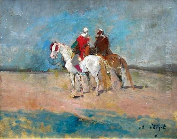 Cavaliers Arabes Oil Painting by Alexandre Bigot