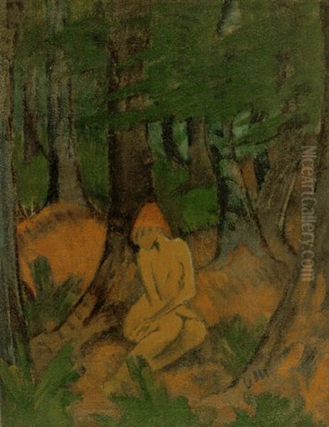 Madchen Im Wald Oil Painting by Otto Mueller