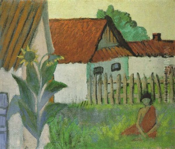 Ziguenerin Im Garten Oil Painting by Otto Mueller