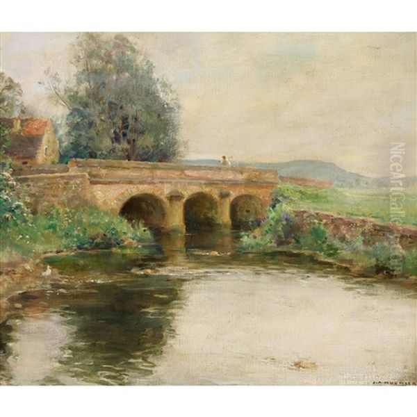 Pont Sur Le Durgeon Pres De Coulevon Oil Painting by Jules Alexis Muenier