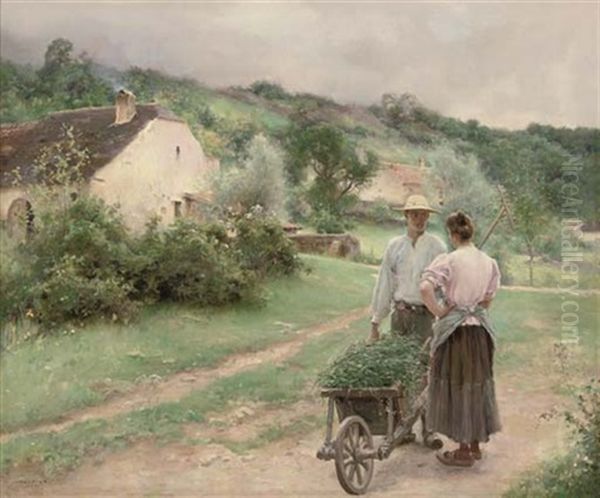 A Pastoral Liason Oil Painting by Jules Alexis Muenier